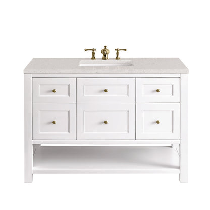 James Martin - Breckenridge 48" Single Vanity, Bright White w/ 3 CM Lime Delight Top - 330-V48-BW-3LDL view 1