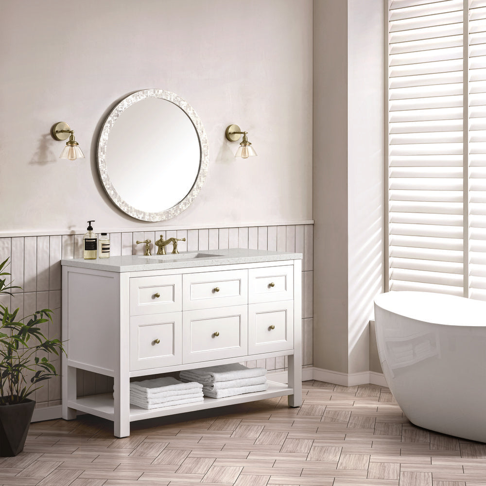 James Martin - Breckenridge 48" Single Vanity, Bright White w/ 3 CM Lime Delight Top - 330-V48-BW-3LDL view 4
