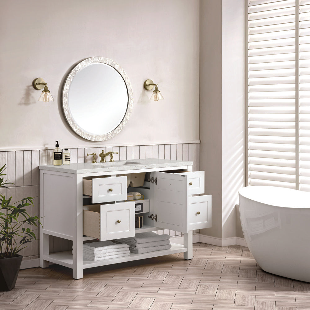 James Martin - Breckenridge 48" Single Vanity, Bright White w/ 3 CM Lime Delight Top - 330-V48-BW-3LDL view 5
