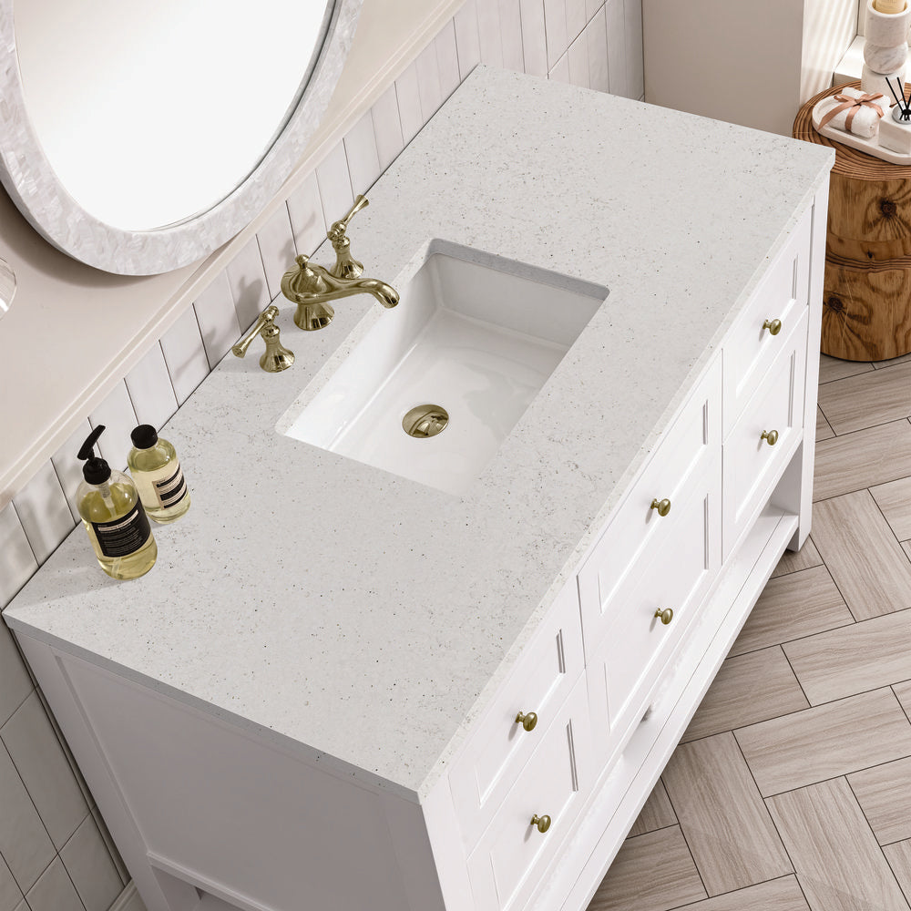 James Martin - Breckenridge 48" Single Vanity, Bright White w/ 3 CM Lime Delight Top - 330-V48-BW-3LDL view 7