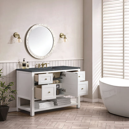 James Martin - Breckenridge 48" Single Vanity, Bright White w/ 3 CM Parisien Bleu Top - 330-V48-BW-3PBL view 5