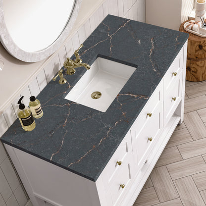 James Martin - Breckenridge 48" Single Vanity, Bright White w/ 3 CM Parisien Bleu Top - 330-V48-BW-3PBL view 7