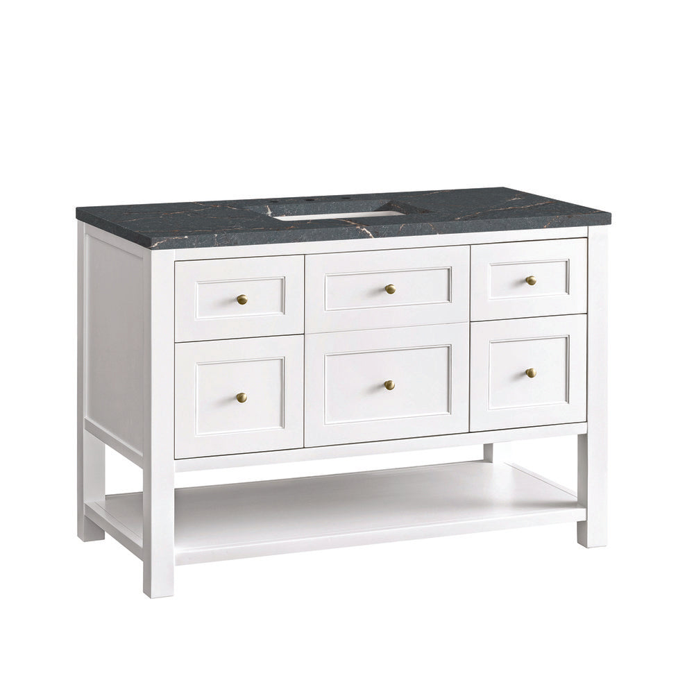 James Martin - Breckenridge 48" Single Vanity, Bright White w/ 3 CM Parisien Bleu Top w/FreePower Wireless Charger - 330-V48-BW-FPBL view 11