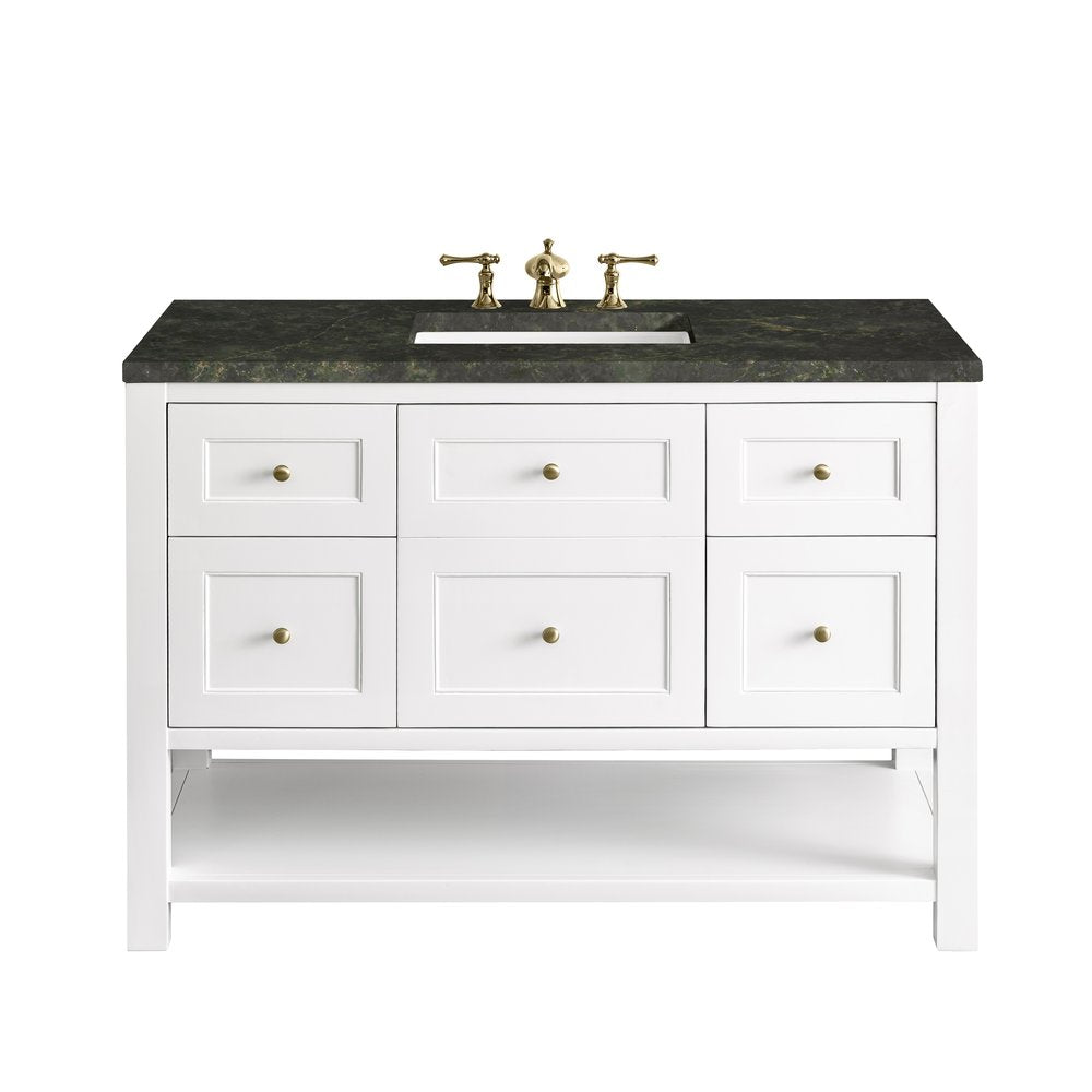James Martin - Breckenridge 48" Single Vanity, Bright White, w/ 3 CM Phantome Eclos Top - 330-V48-BW-3PHT view 1