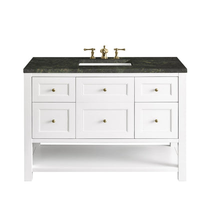 James Martin - Breckenridge 48" Single Vanity, Bright White, w/ 3 CM Phantome Eclos Top - 330-V48-BW-3PHT view 1
