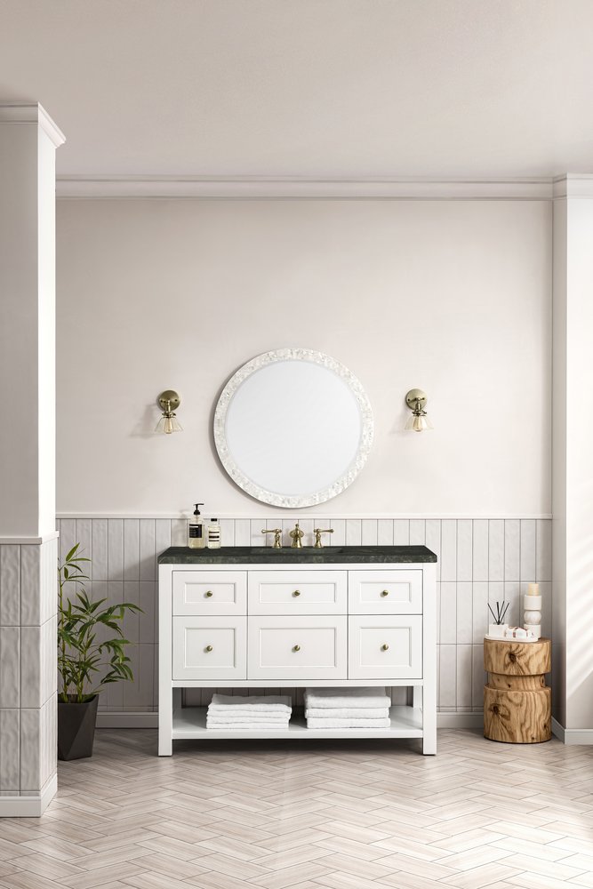 James Martin - Breckenridge 48" Single Vanity, Bright White, w/ 3 CM Phantome Eclos Top - 330-V48-BW-3PHT view 4