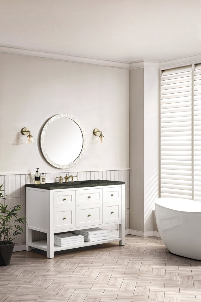 James Martin - Breckenridge 48" Single Vanity, Bright White, w/ 3 CM Phantome Eclos Top - 330-V48-BW-3PHT view 5