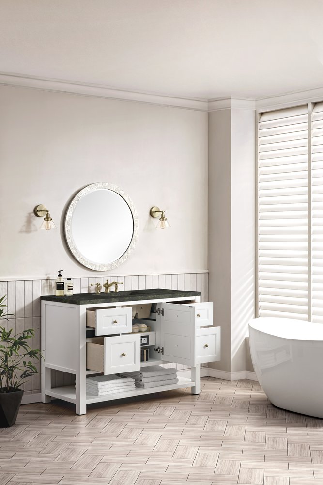 James Martin - Breckenridge 48" Single Vanity, Bright White, w/ 3 CM Phantome Eclos Top - 330-V48-BW-3PHT view 6