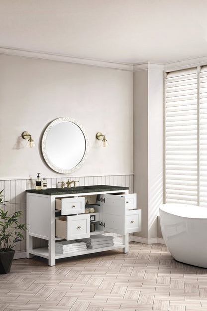 James Martin - Breckenridge 48" Single Vanity, Bright White, w/ 3 CM Phantome Eclos Top - 330-V48-BW-3PHT view 6