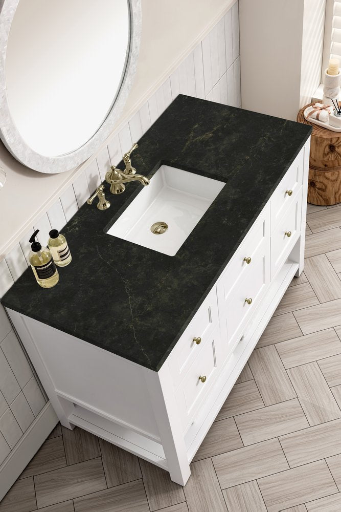 James Martin - Breckenridge 48" Single Vanity, Bright White, w/ 3 CM Phantome Eclos Top - 330-V48-BW-3PHT view 8
