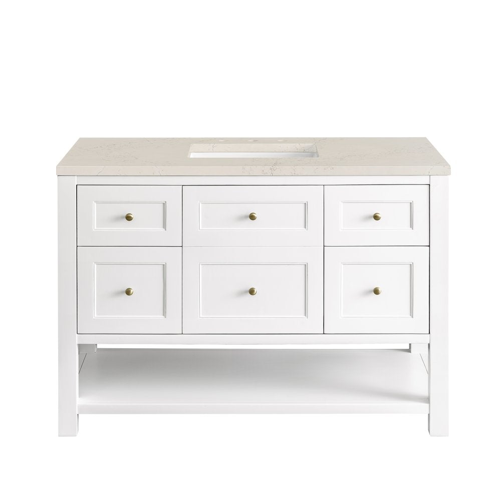 James Martin - Breckenridge 48" Single Vanity, Bright White, w/ 3 CM Siberian Silestone Top - 330-V48-BW-3SFR view 2