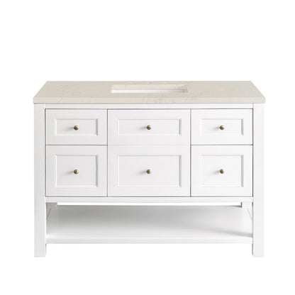 James Martin - Breckenridge 48" Single Vanity, Bright White, w/ 3 CM Siberian Silestone Top - 330-V48-BW-3SFR view 2