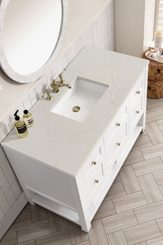 James Martin - Breckenridge 48" Single Vanity, Bright White, w/ 3 CM Siberian Silestone Top - 330-V48-BW-3SFR view 8