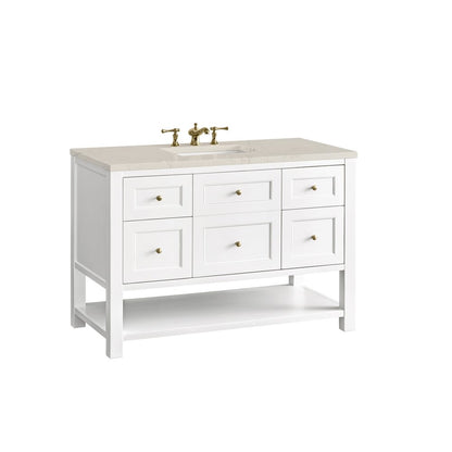 James Martin - Breckenridge 48" Single Vanity, Bright White, w/ 3 CM Siberian Silestone Top - 330-V48-BW-3SFR view 11