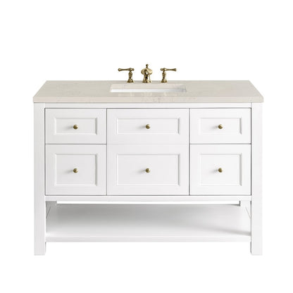 James Martin - Breckenridge 48" Single Vanity, Bright White, w/ 3 CM Siberian Silestone Top w/FreePower Wireless Charger - 330-V48-BW-FSFR view 1