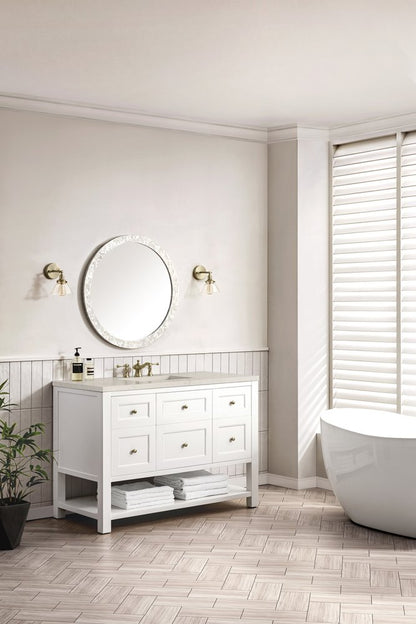 James Martin - Breckenridge 48" Single Vanity, Bright White, w/ 3 CM Siberian Silestone Top w/FreePower Wireless Charger - 330-V48-BW-FSFR view 5