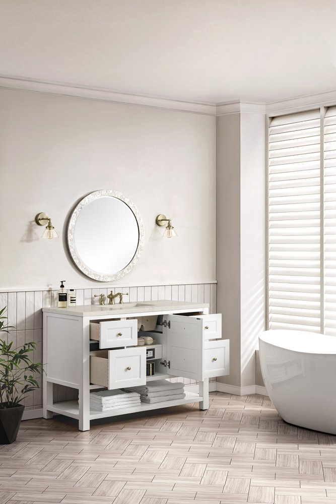 James Martin - Breckenridge 48" Single Vanity, Bright White, w/ 3 CM Siberian Silestone Top w/FreePower Wireless Charger - 330-V48-BW-FSFR view 6