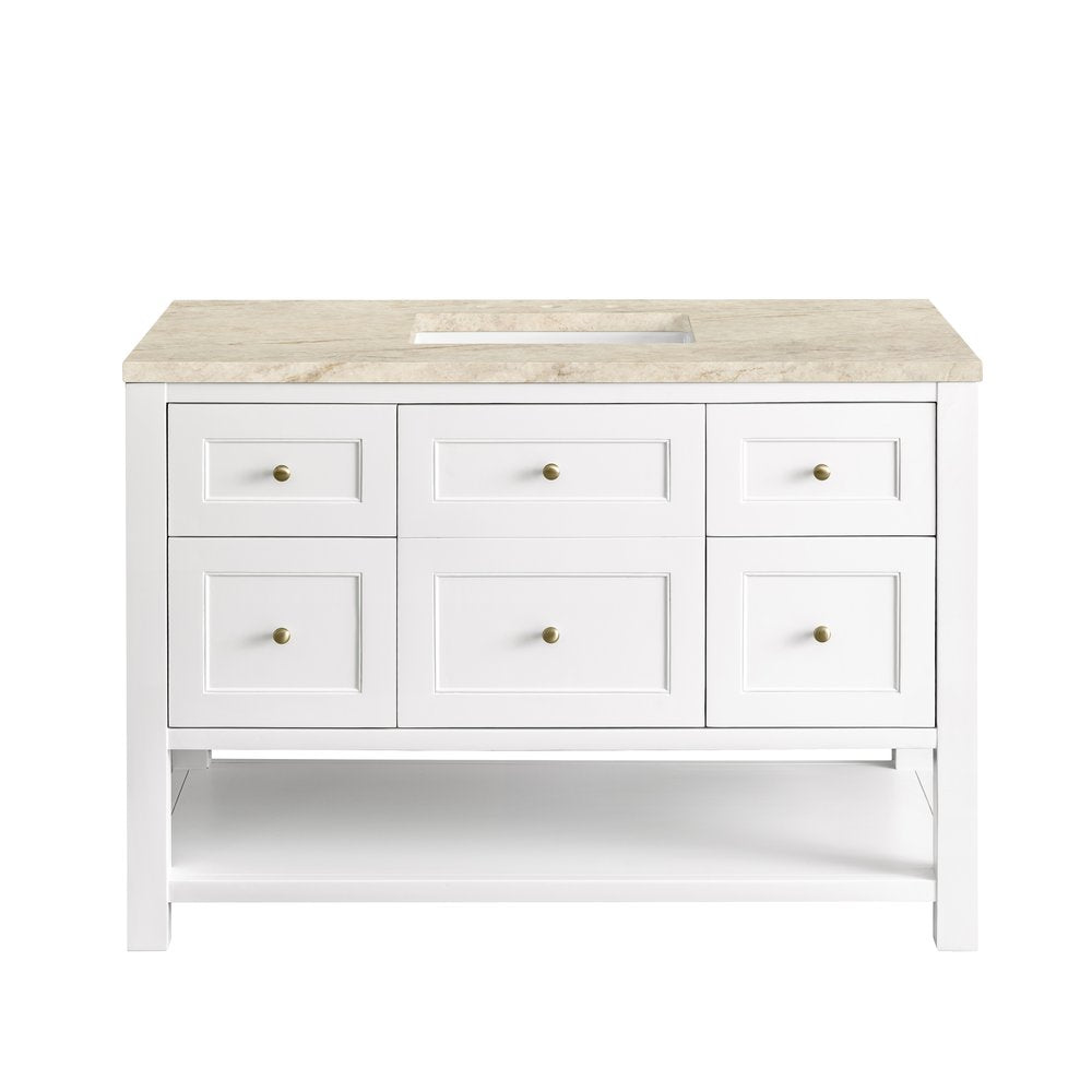 James Martin - Breckenridge 48" Single Vanity, Bright White, w/ 3 CM Tajnar Eclos Top - 330-V48-BW-3TJR view 2