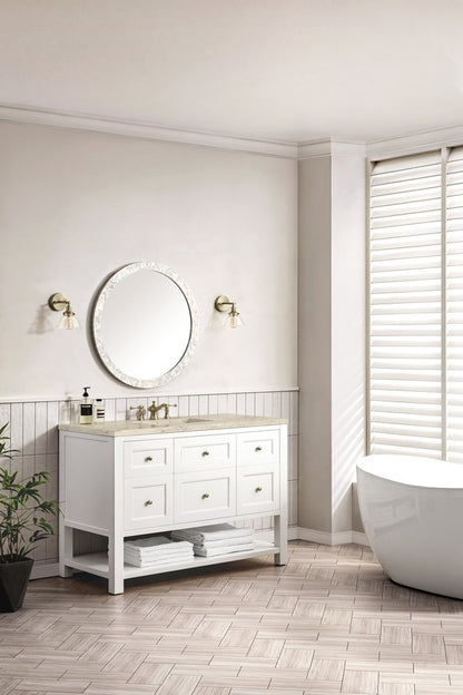 James Martin - Breckenridge 48" Single Vanity, Bright White, w/ 3 CM Tajnar Eclos Top - 330-V48-BW-3TJR view 5