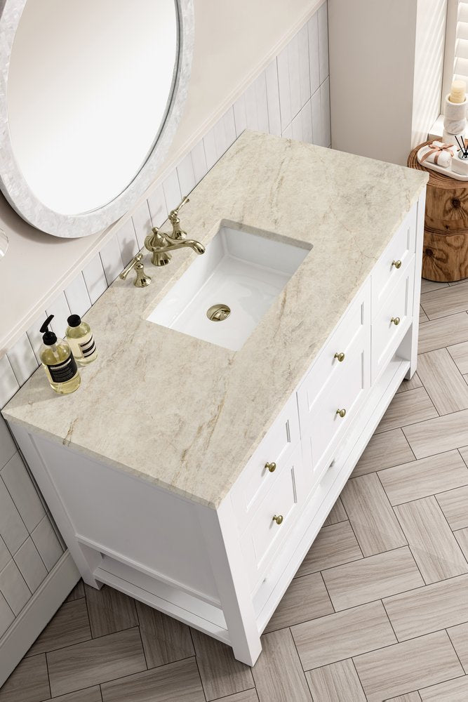 James Martin - Breckenridge 48" Single Vanity, Bright White, w/ 3 CM Tajnar Eclos Top - 330-V48-BW-3TJR view 8