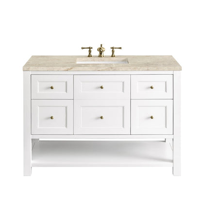 James Martin - Breckenridge 48" Single Vanity, Bright White, w/ 3 CM Tajnar Eclos Top w/FreePower Wireless Charger - 330-V48-BW-FTJR view 1