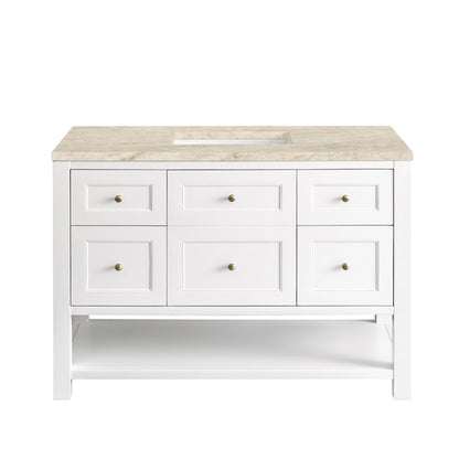James Martin - Breckenridge 48" Single Vanity, Bright White, w/ 3 CM Tajnar Eclos Top w/FreePower Wireless Charger - 330-V48-BW-FTJR view 2
