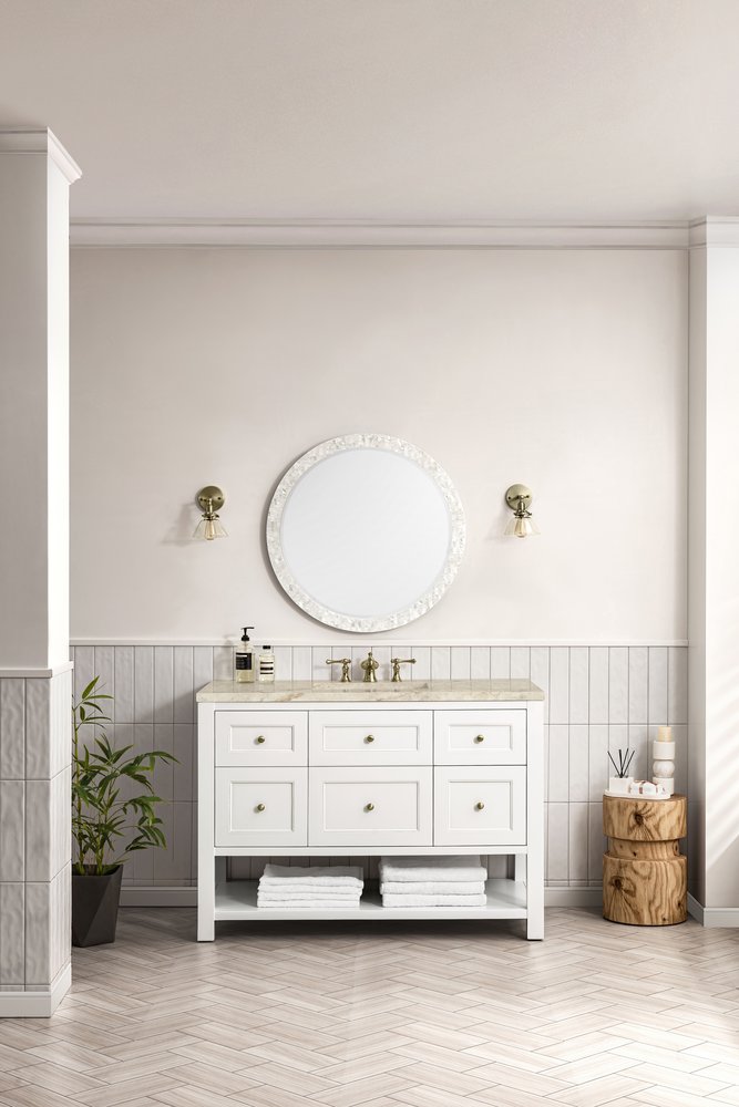 James Martin - Breckenridge 48" Single Vanity, Bright White, w/ 3 CM Tajnar Eclos Top w/FreePower Wireless Charger - 330-V48-BW-FTJR view 4