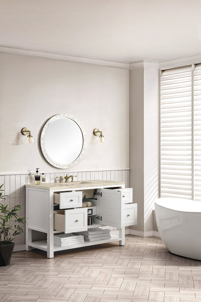 James Martin - Breckenridge 48" Single Vanity, Bright White, w/ 3 CM Tajnar Eclos Top w/FreePower Wireless Charger - 330-V48-BW-FTJR view 6