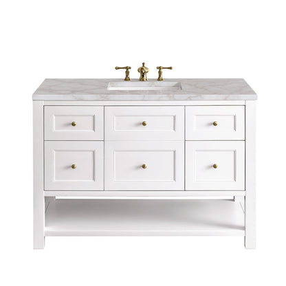 James Martin - Breckenridge 48" Single Vanity, Bright White w/ 3 CM Victorian Silver Top - 330-V48-BW-3VSL view 1