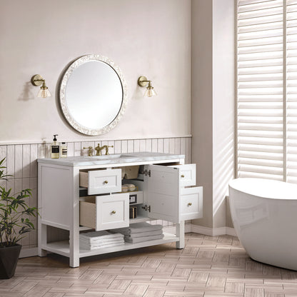 James Martin - Breckenridge 48" Single Vanity, Bright White w/ 3 CM Victorian Silver Top - 330-V48-BW-3VSL view 5