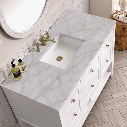 James Martin - Breckenridge 48" Single Vanity, Bright White w/ 3 CM Victorian Silver Top - 330-V48-BW-3VSL view 7
