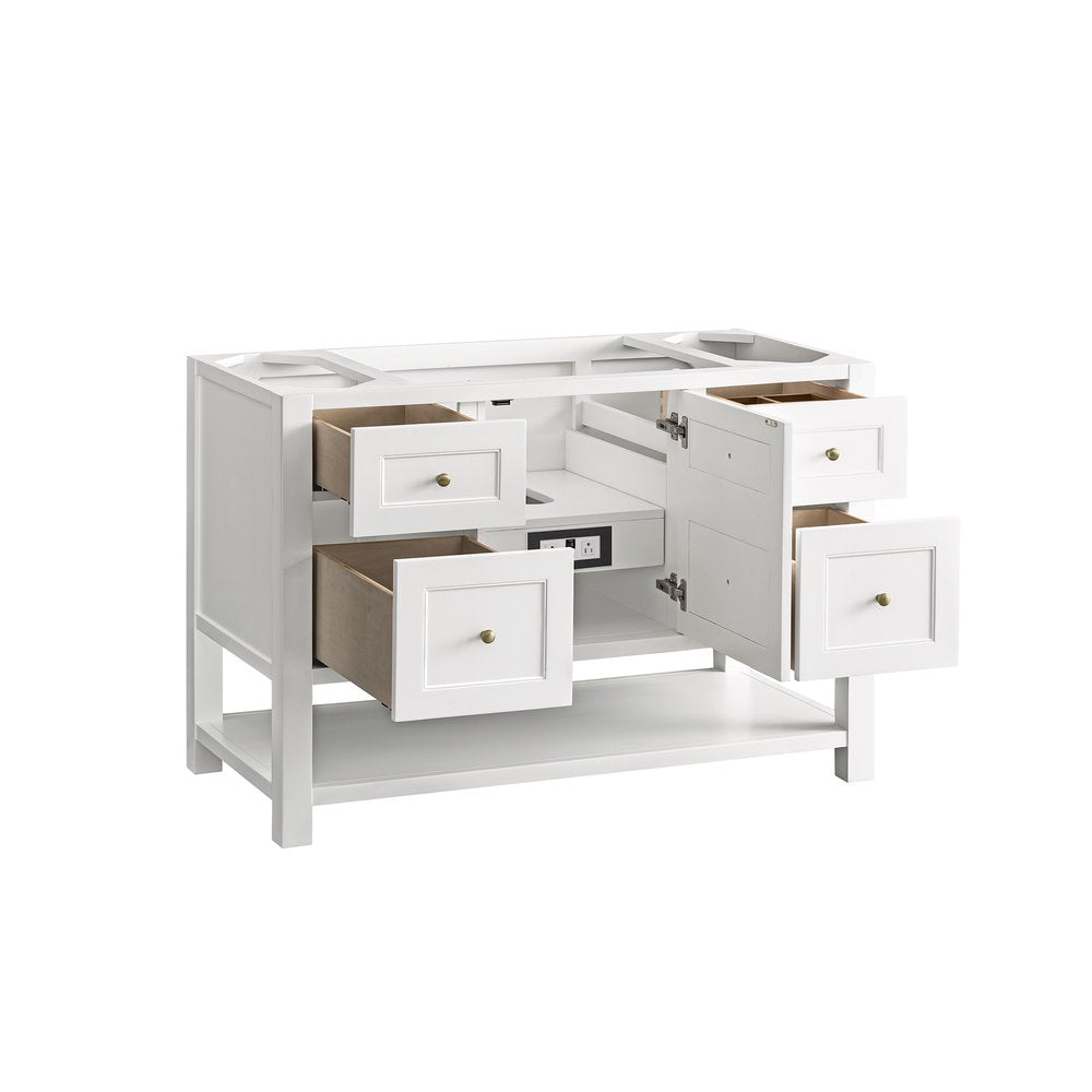James Martin - Breckenridge 48" Single Vanity, Bright White w/ 3 CM Victorian Silver Top - 330-V48-BW-3VSL view 8