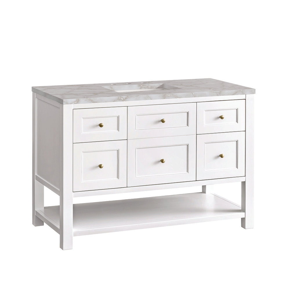 James Martin - Breckenridge 48" Single Vanity, Bright White w/ 3 CM Victorian Silver Top - 330-V48-BW-3VSL view 10