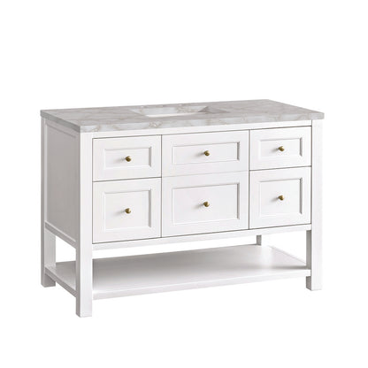 James Martin - Breckenridge 48" Single Vanity, Bright White w/ 3 CM Victorian Silver Top - 330-V48-BW-3VSL view 10