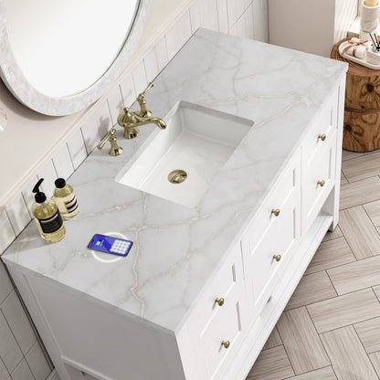 James Martin - Breckenridge 48" Single Vanity, Bright White w/ 3 CM Victorian Silver Top w/FreePower Wireless Charger - 330-V48-BW-FVSL view 8