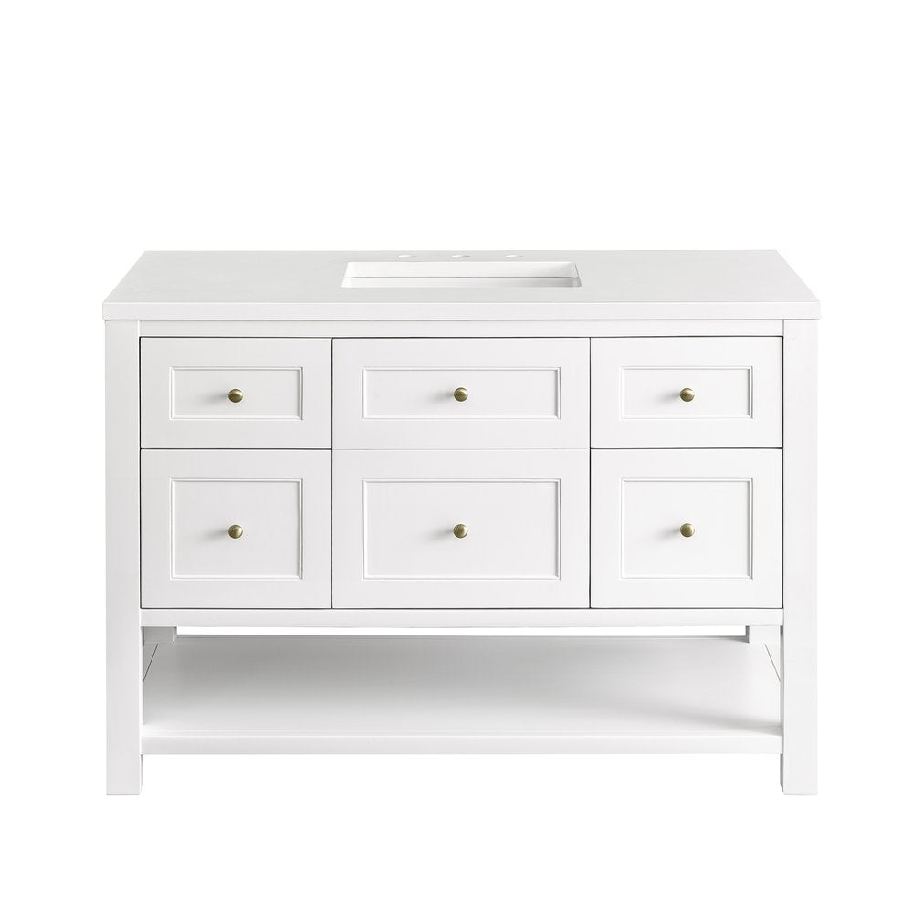 James Martin - Breckenridge 48" Single Vanity, Bright White w/ 3 CM White Zeus Top - 330-V48-BW-3WZ view 1