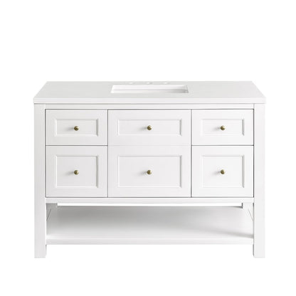 James Martin - Breckenridge 48" Single Vanity, Bright White w/ 3 CM White Zeus Top - 330-V48-BW-3WZ view 1
