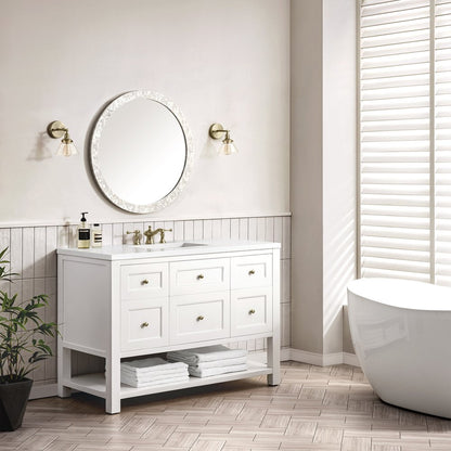 James Martin - Breckenridge 48" Single Vanity, Bright White w/ 3 CM White Zeus Top - 330-V48-BW-3WZ view 4