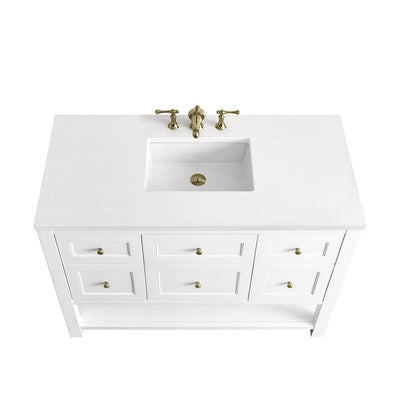 James Martin - Breckenridge 48" Single Vanity, Bright White w/ 3 CM White Zeus Top - 330-V48-BW-3WZ view 8