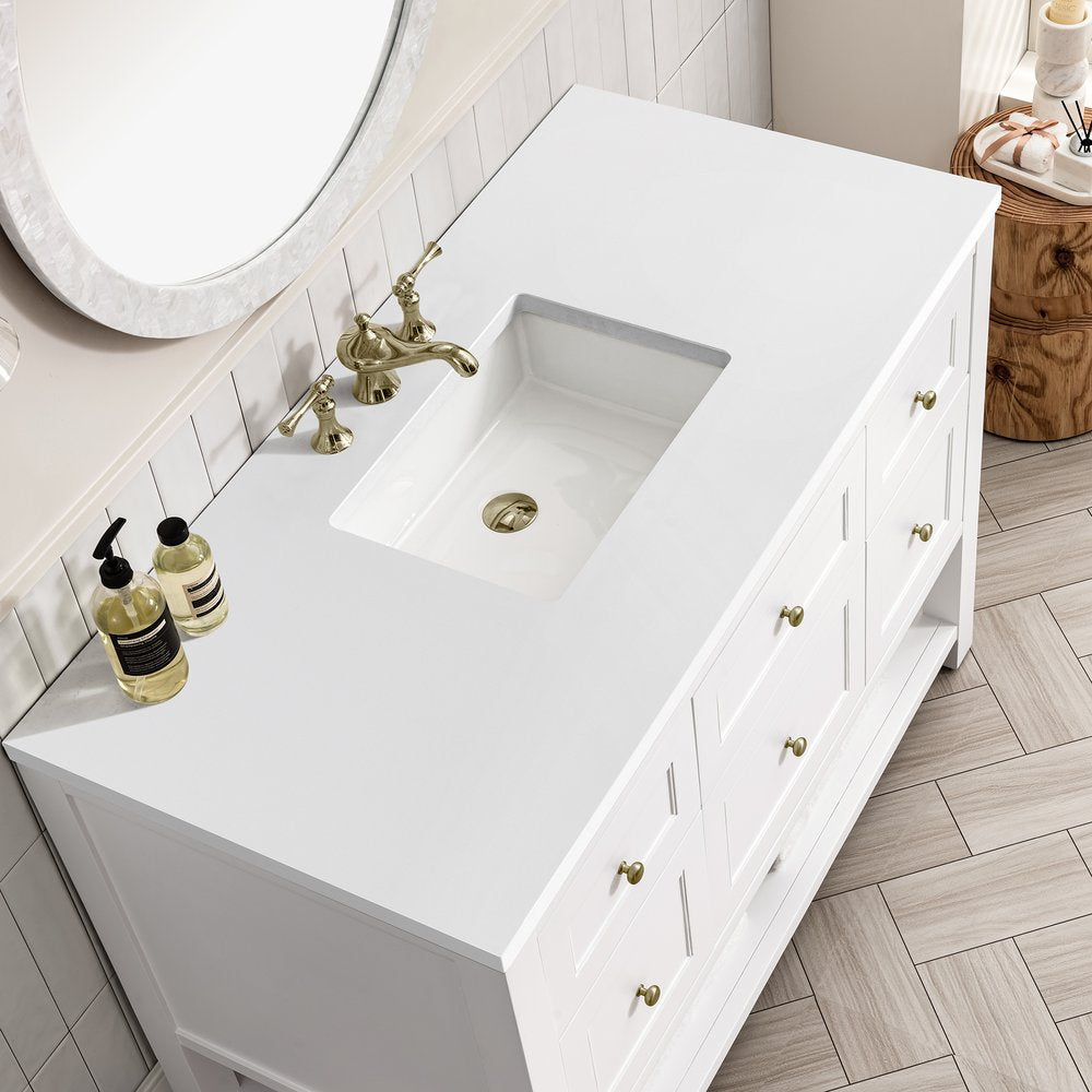 James Martin - Breckenridge 48" Single Vanity, Bright White w/ 3 CM White Zeus Top - 330-V48-BW-3WZ view 9