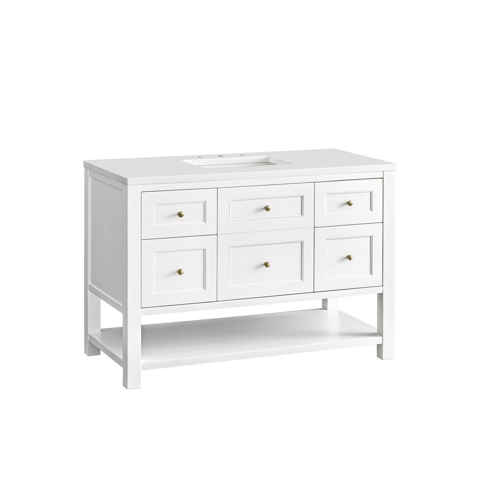James Martin - Breckenridge 48" Single Vanity, Bright White w/ 3 CM White Zeus Top - 330-V48-BW-3WZ view 12