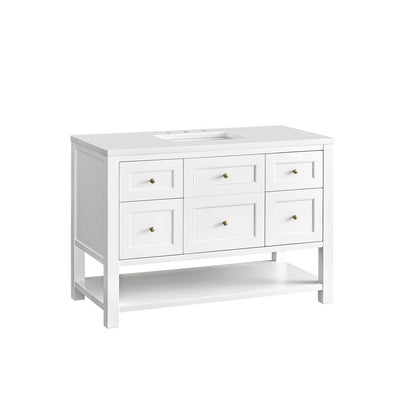 James Martin - Breckenridge 48" Single Vanity, Bright White w/ 3 CM White Zeus Top - 330-V48-BW-3WZ view 12