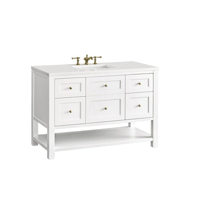 James Martin - Breckenridge 48" Single Vanity, Bright White w/ 3 CM White Zeus Top - 330-V48-BW-3WZ view 13