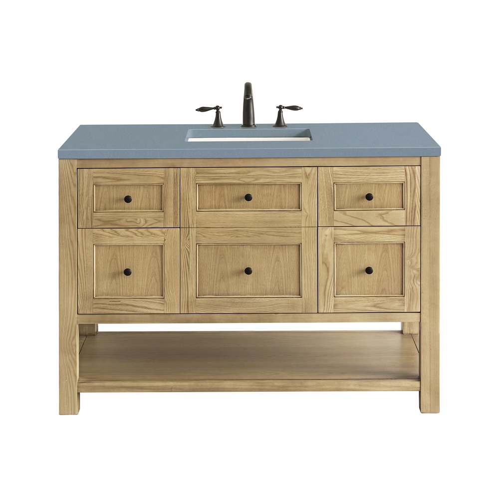 James Martin - Breckenridge 48" Single Vanity, Light Natural Oak w/ 3 CM Cala Blue Top - 330-V48-LNO-3CBL view 1