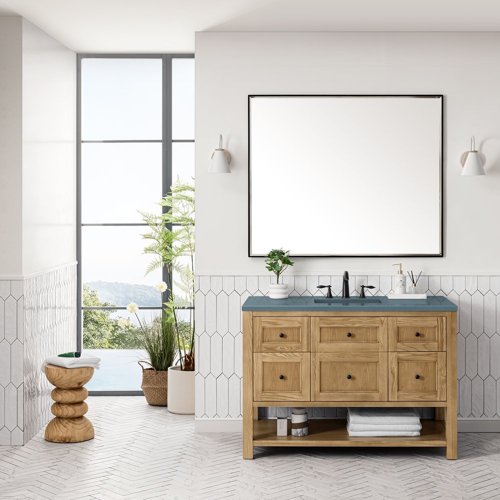 James Martin - Breckenridge 48" Single Vanity, Light Natural Oak w/ 3 CM Cala Blue Top - 330-V48-LNO-3CBL view 3