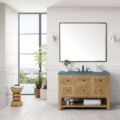 James Martin - Breckenridge 48" Single Vanity, Light Natural Oak w/ 3 CM Cala Blue Top - 330-V48-LNO-3CBL view 3