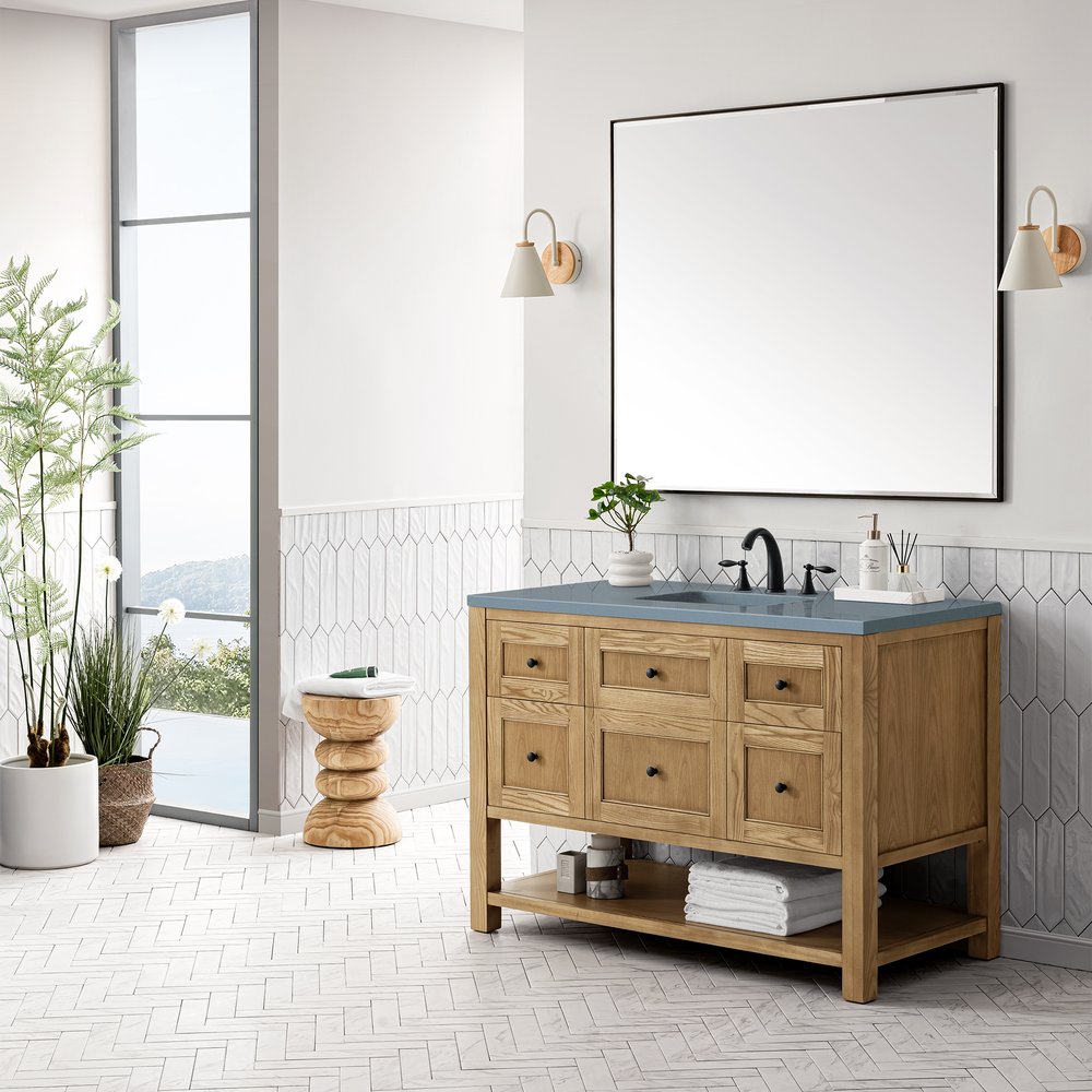 James Martin - Breckenridge 48" Single Vanity, Light Natural Oak w/ 3 CM Cala Blue Top - 330-V48-LNO-3CBL view 4