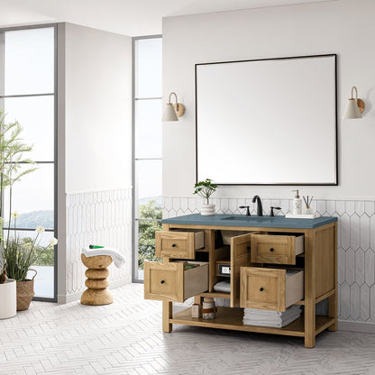 James Martin - Breckenridge 48" Single Vanity, Light Natural Oak w/ 3 CM Cala Blue Top - 330-V48-LNO-3CBL view 5