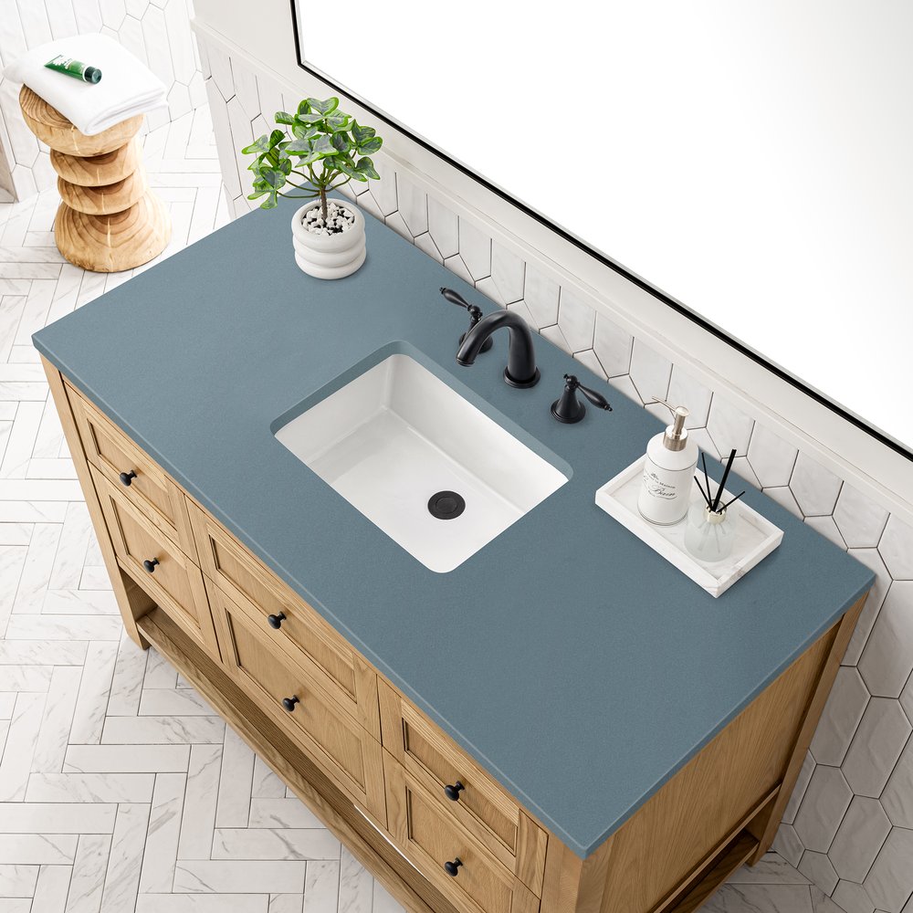 James Martin - Breckenridge 48" Single Vanity, Light Natural Oak w/ 3 CM Cala Blue Top - 330-V48-LNO-3CBL view 7