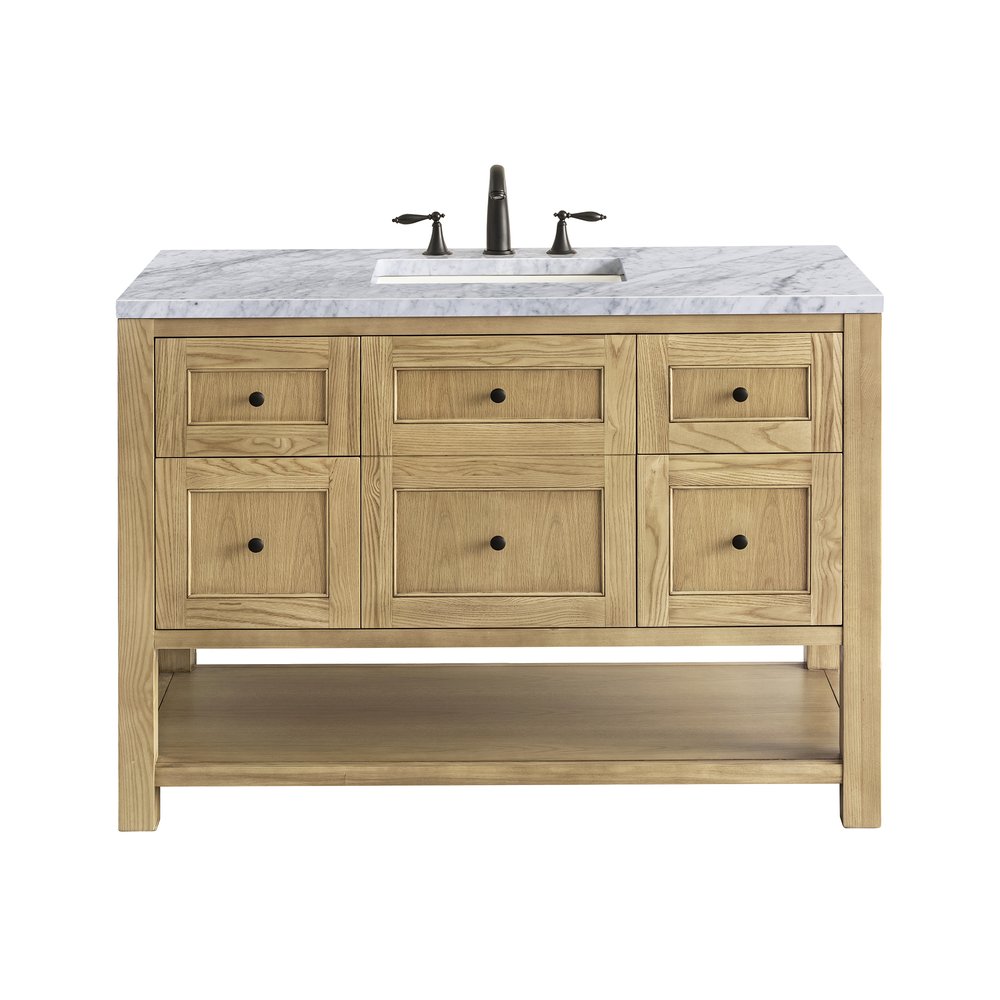 James Martin - Breckenridge 48" Single Vanity, Light Natural Oak w/ 3 CM Carrara Marble Top - 330-V48-LNO-3CAR view 1